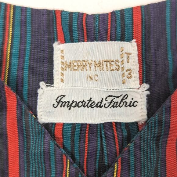 Vintage MerryMites Jon Jon Romper Boys Size 18-24m Rainbow Stripe Shortall - Picture 5 of 5